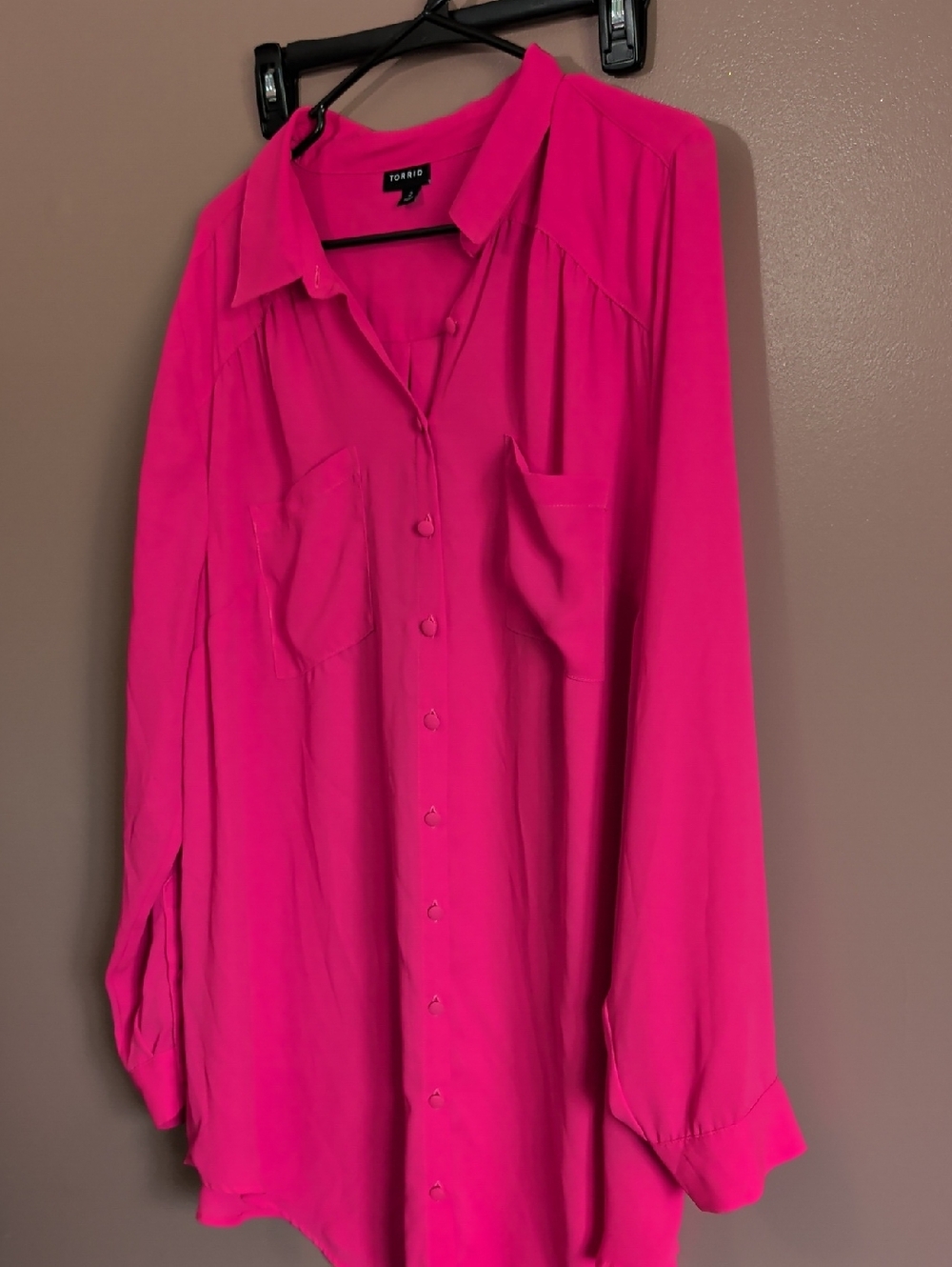 torrid Vibrant Hot Pink Button-Front Blouse